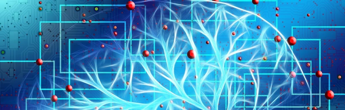 Holographic dots interconnected to represent how machine learning techniques are applied to assess and improve requirements quality