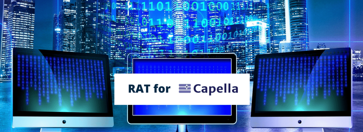 Image of 3 computer screens showing how RAT for Capella integrates model-based and textual requirements for consistency and completeness