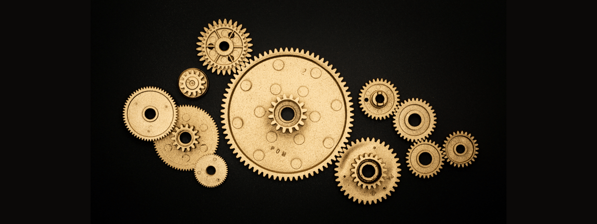 Gear wheels interlocked showing configuration management with SES ENGINEERING Studio