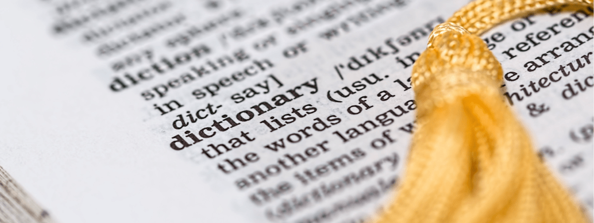A dictionary page, mainly blurred with the word 'dictionary' in focus, symbolizing data dictionary’s role in systems engineering