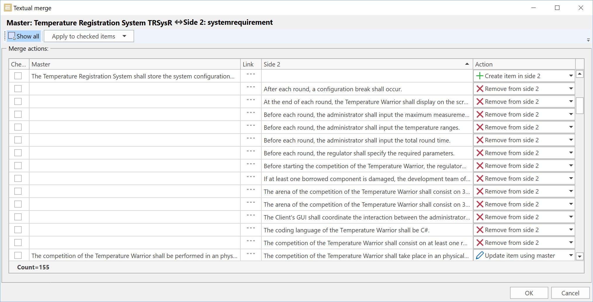 Data Migration in SES ENGINEERING Studio 2 Screenshot showing how to filter the synchronized elements.