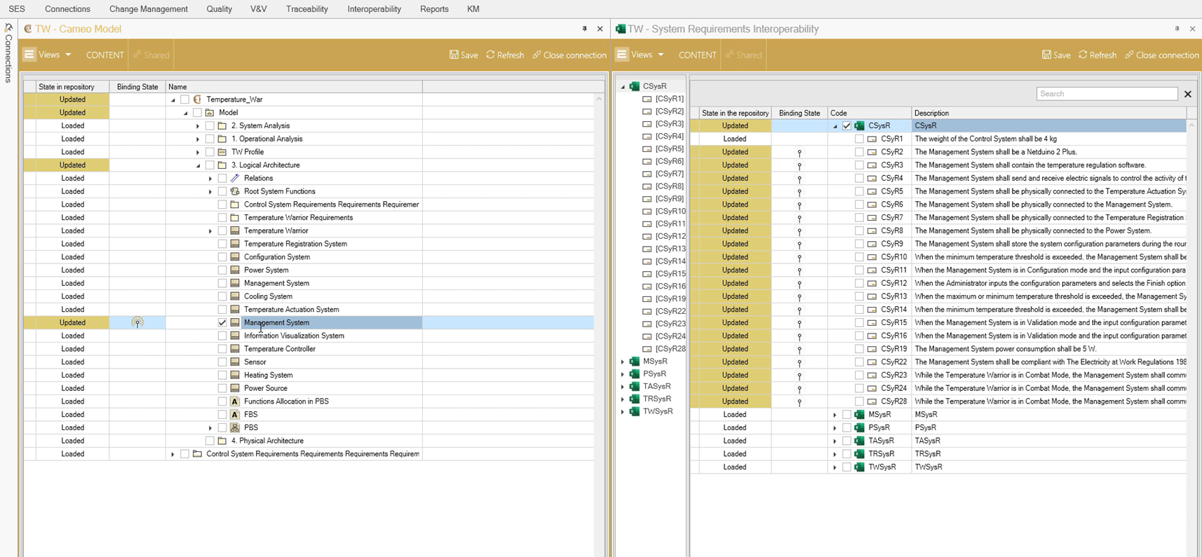 Object Binding in SES ENGINEERING Studio Screenshot showing the object binding feature in SES ENGINEERING Studio